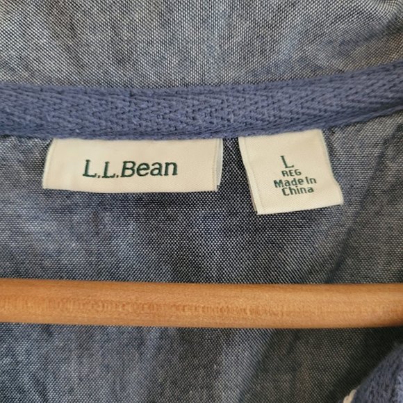 Vintage LL. Bean Shirt White / Grey / Blue Size Large - Picture 2 of 8